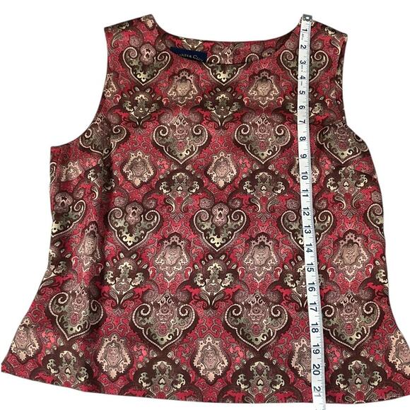 Vintage Charter Club Petite Y2K 100% Silk Sleeveless Top Cranberry Size 12P NWT - Picture 4 of 8